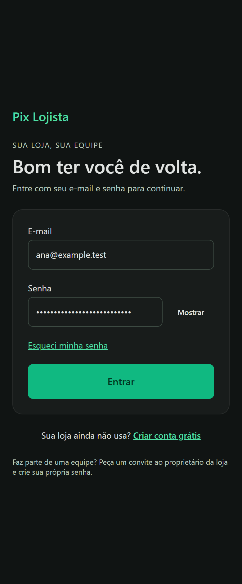 Tela demonstrativa: O dono conecta o caixa.
